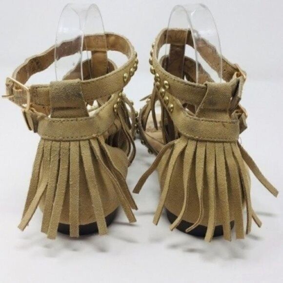 Australia Luxe Collective womans Cream suede gladiator sandal 6 BoxH fringe - Picture 5 of 7